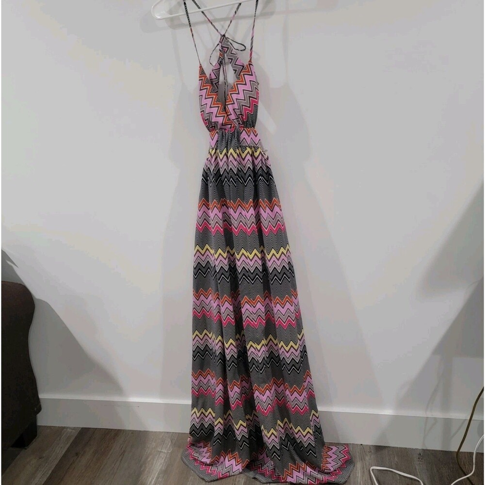 Meghan Womens Maxi Dress Size 2 Colorful Zig Zag Y2k Summer
